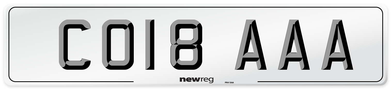 CO18 AAA Number Plate from New Reg